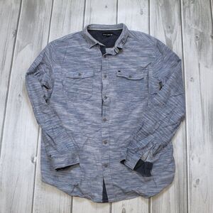 Ocean Current Men's Button Down Shirt Heathered Blue